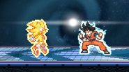 Super Sonic and Goku taunting, on Final Destination.