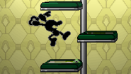 Mr. Game & Watch using his down aerial near a Motion-Sensor Bomb.