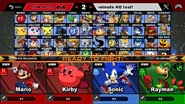 Selecting Team Battle on the character selection screen in SSF2.