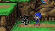 Mr. Game & Watch and Sonic taunting.