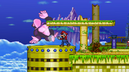 Mario using his back throw against Donkey Kong.