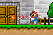 Mario shooting a Fireball in Super Smash Flash.