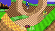 Sonic using the grounded version of the move on Green Hill Zone.