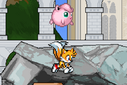 Tails and Jigglypuff jumping in Temple.