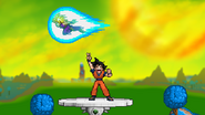 Goku taunting on Planet Namek.