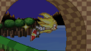 Super Sonic soaring in the air.