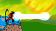 Kaiō-ken Goku unleashing a fully-charged Kamehameha.