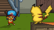 Pikachu next to Tony Tony Chopper.