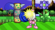 Sonic attacking Bomberman by Homing Attack