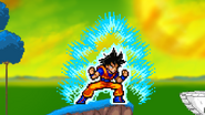 Goku releasing his energy to use the King Kai Fist.