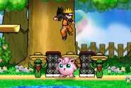 Jigglypuff summoning Amigo while Naruto is in the air on Dream Land.