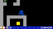 Jam standing at the top of the lowest boxed area of Steel Blocks.