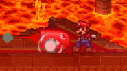 A Bullet Bill after turning red from Mario's Fireball.