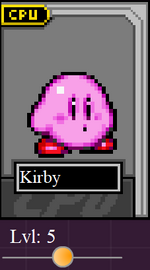 The CPU slider below the character box as seen in Super Smash Flash (top) and Super Smash Flash 2 (bottom).