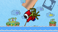 A Propeller Shy Guy flying in the skies.