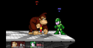 Donkey Kong cancelling his fully charged Giant Punch with shield whilst using it on Mega Man.
