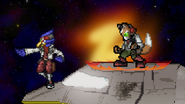 Falco and Fox taunting, on Sector Z.