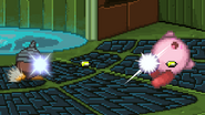 Seedot using Bullet Seed to attack Kirby on Tower of Salvation.