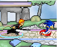 Sonic running away as Ichigo chases him on Battlefield.