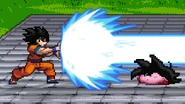 Goku using Kamehameha against Kirby while he's crouching on World Tournament.