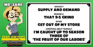 Mr. Zane's splash card in Yeah Jam Fury: U, Me, Everybody!.