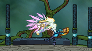 Mithos counterattacking Zero Suit Samus after she attacked him first.