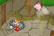 Tails using his down smash on Kirby.