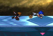 Sora using Strike Raid against Sonic.