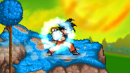 Goku charging Kamehameha in its final state.