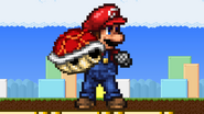 Mario holding a Red Shell