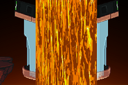 Link and Samus hiding inside the glass to protect themselves from the lava stream.