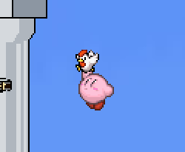 Kirby using a Cucco to hover.