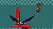 Meta Knight taunting while Simon uses his neutral aerial.