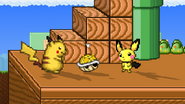 Yellow Shell centered Pikachu and Pichu on Mushroom Kingdom III.