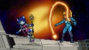 Krystal and Zero Suit Samus taunting on Sector Z.