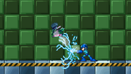 Mega Man using his forward throw on Lloyd.