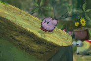 Kirby dashing up the slope.