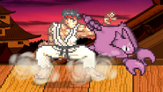 Ryu dodging Gligar's attack on Suzaku Castle.