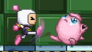 Bomberman using Bomb Kick against Jigglypuff.