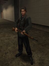 Kriegsmarine soldier with unused helmet