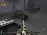 Destroyed M4 Sherman in Medal of Honor: Allied Assault Spearhead.