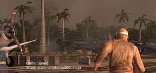 a pilot running to his plane while a wildcat takes off