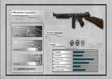 The Thompson's stats in the weapon load out screen.