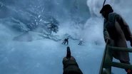 The player aiming at German ski troops with their M1911.