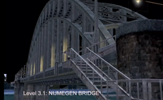 Nijmegen Bridge as it appears in-game without the added fog effects.