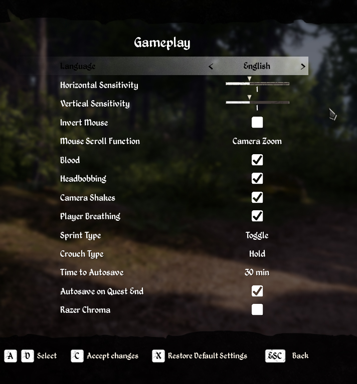 Gameplay Settings, Medieval Dynasty Wiki