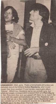  and  of  "unmasked" backstage at a  gig in San Francisco, in a press clipping from Sounds magazine, 1979