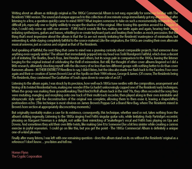 180GsCommercialAlbumLinerNotes