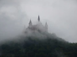 ' "fog-shrouded castle on a hill"
