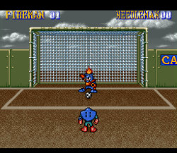 Penalty shoot-out between Fire Man's and Needle Man's teams.